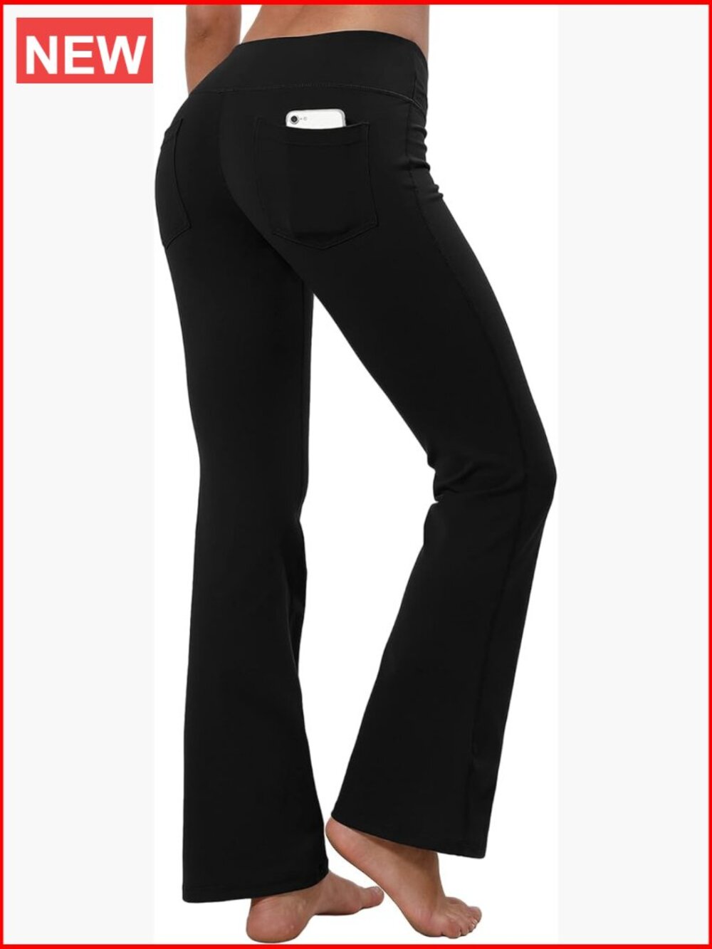 High Waist Bootcut Yoga Pants with Back Pockets - Tummy Control Workout Flare